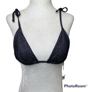 Onia Avery Bikini Top Black Metallic Size Medium